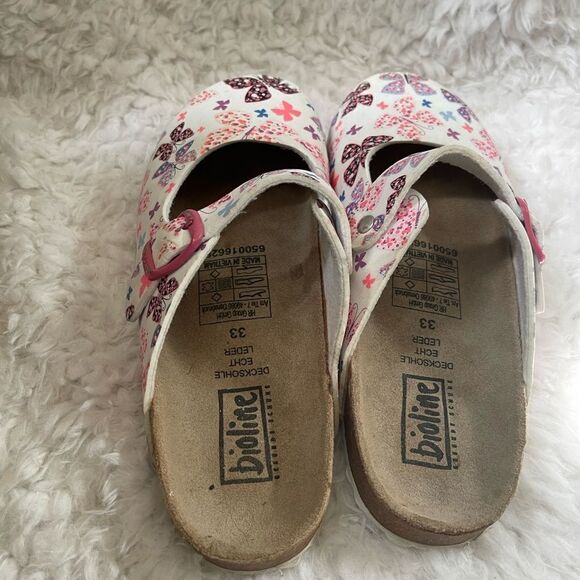 Bioline girls multi color butterflies prints clogs EUR Size 33 US youth 1.5 - Picture 2 of 9